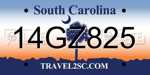 14GZ825 South Carolina License Plate