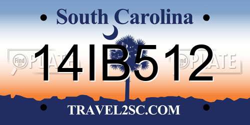14IB512 South Carolina License Plate