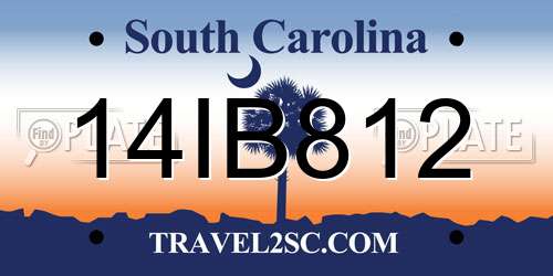 14IB812 South Carolina License Plate