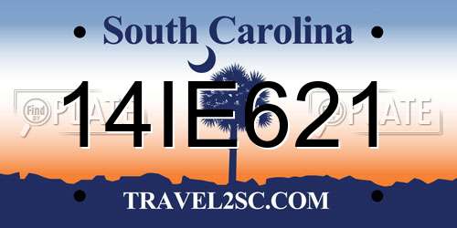 14IE621 South Carolina License Plate