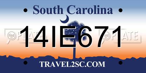 14IE671 South Carolina License Plate