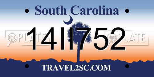 14II752 South Carolina License Plate