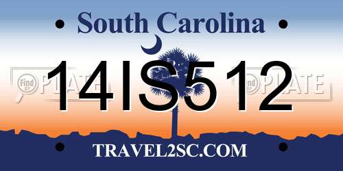 14IS512 South Carolina License Plate
