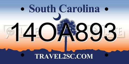 14OA893 South Carolina License Plate