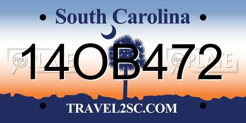 14OB472 South Carolina License Plate
