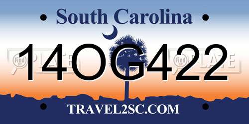 14OG422 South Carolina License Plate