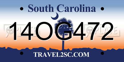 14OG472 South Carolina License Plate