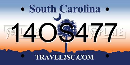 14OS477 South Carolina License Plate