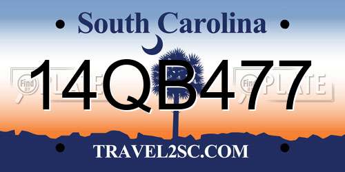 14QB477 South Carolina License Plate