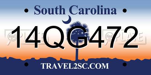 14QG472 South Carolina License Plate