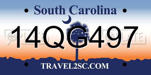 14QG497 South Carolina License Plate