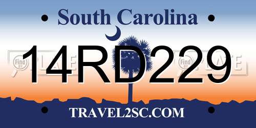 14RD229 South Carolina License Plate