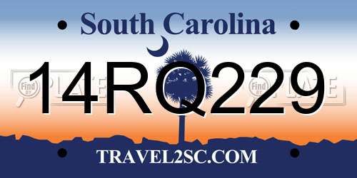 14RQ229 South Carolina License Plate