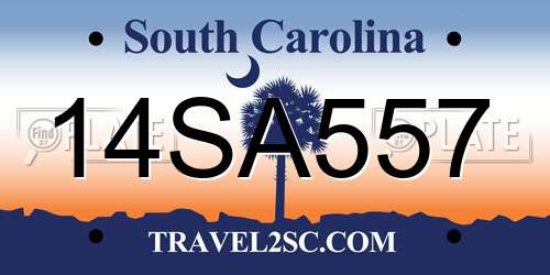 14SA557 South Carolina License Plate