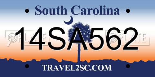 14SA562 South Carolina License Plate