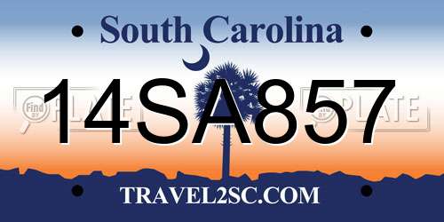 14SA857 South Carolina License Plate
