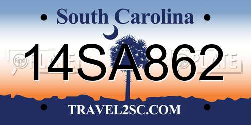 14SA862 South Carolina License Plate