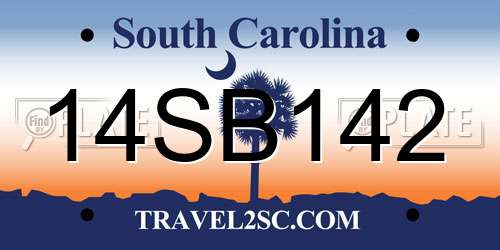 14SB142 South Carolina License Plate