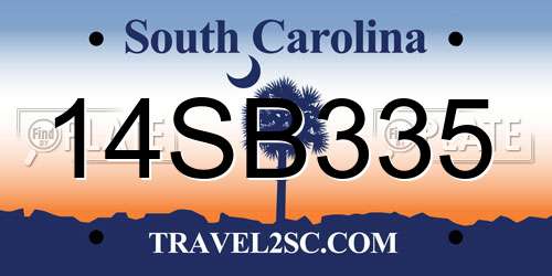 14SB335 South Carolina License Plate
