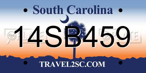 14SB459 South Carolina License Plate