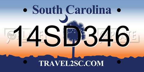 14SD346 South Carolina License Plate