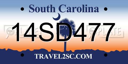 14SD477 South Carolina License Plate