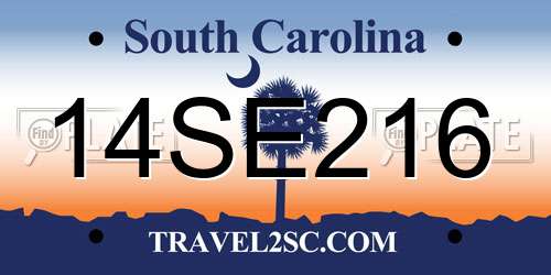 14SE216 South Carolina License Plate