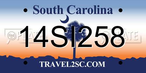14SI258 South Carolina License Plate
