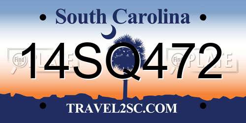14SQ472 South Carolina License Plate