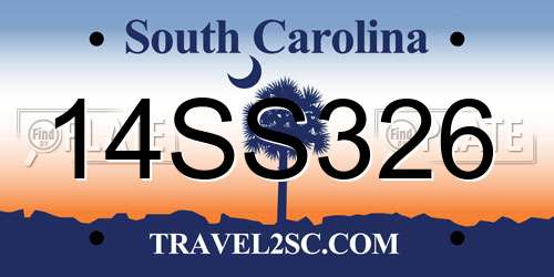 14SS326 South Carolina License Plate