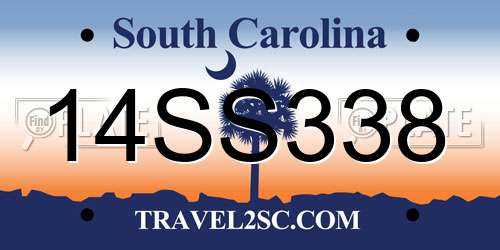 14SS338 South Carolina License Plate
