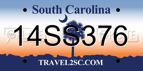 14SS376 South Carolina License Plate