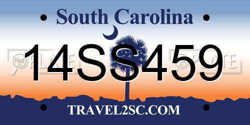 14SS459 South Carolina License Plate