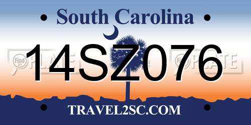 14SZ076 South Carolina License Plate