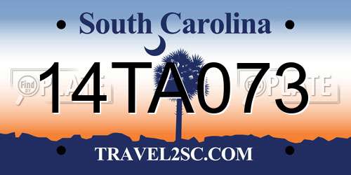 14TA073 South Carolina License Plate