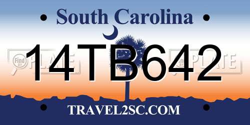 14TB642 South Carolina License Plate