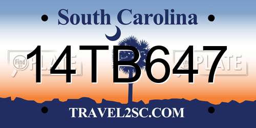 14TB647 South Carolina License Plate