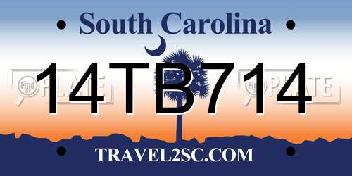 14TB714 South Carolina License Plate
