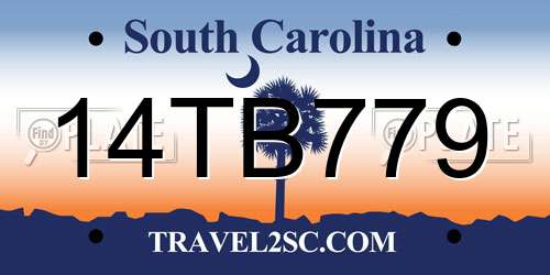 14TB779 South Carolina License Plate