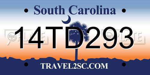 14TD293 South Carolina License Plate