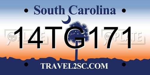 14TG171 South Carolina License Plate