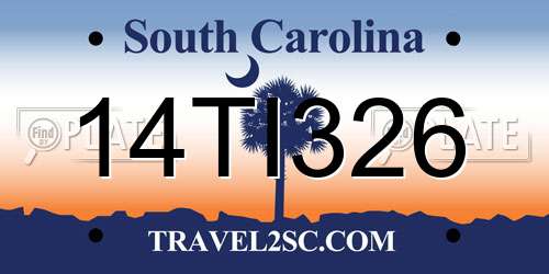 14TI326 South Carolina License Plate