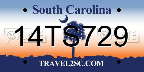 14TS729 South Carolina License Plate