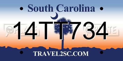 14TT734 South Carolina License Plate