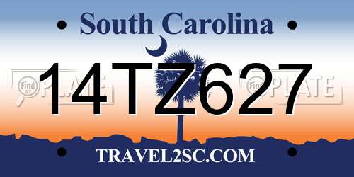14TZ627 South Carolina License Plate