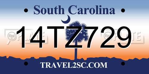 14TZ729 South Carolina License Plate