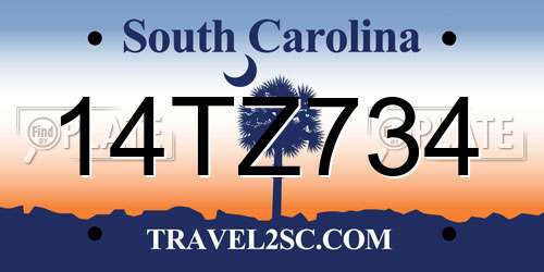14TZ734 South Carolina License Plate