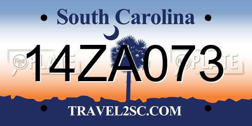 14ZA073 South Carolina License Plate