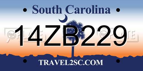 14ZB229 South Carolina License Plate