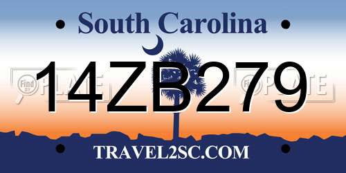 14ZB279 South Carolina License Plate